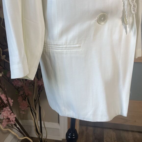 Vintage Gemini Nites Evening Blazer Women Ivory Bling Glittery - Picture 4 of 8